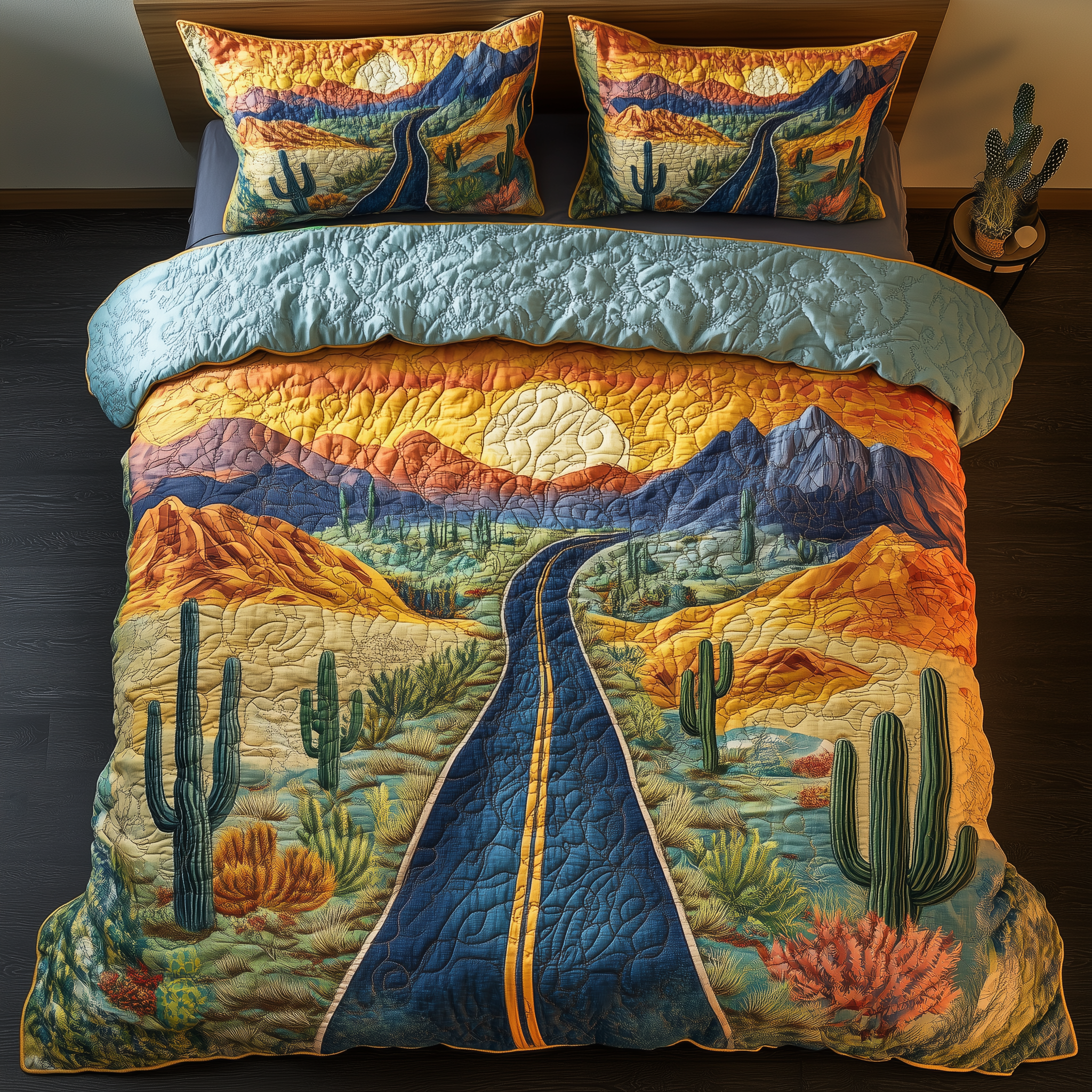 Desert Highway Quilted Bedding Set Duvet Cover Bedspread Set Item Father's Day Gifts For Grandpa