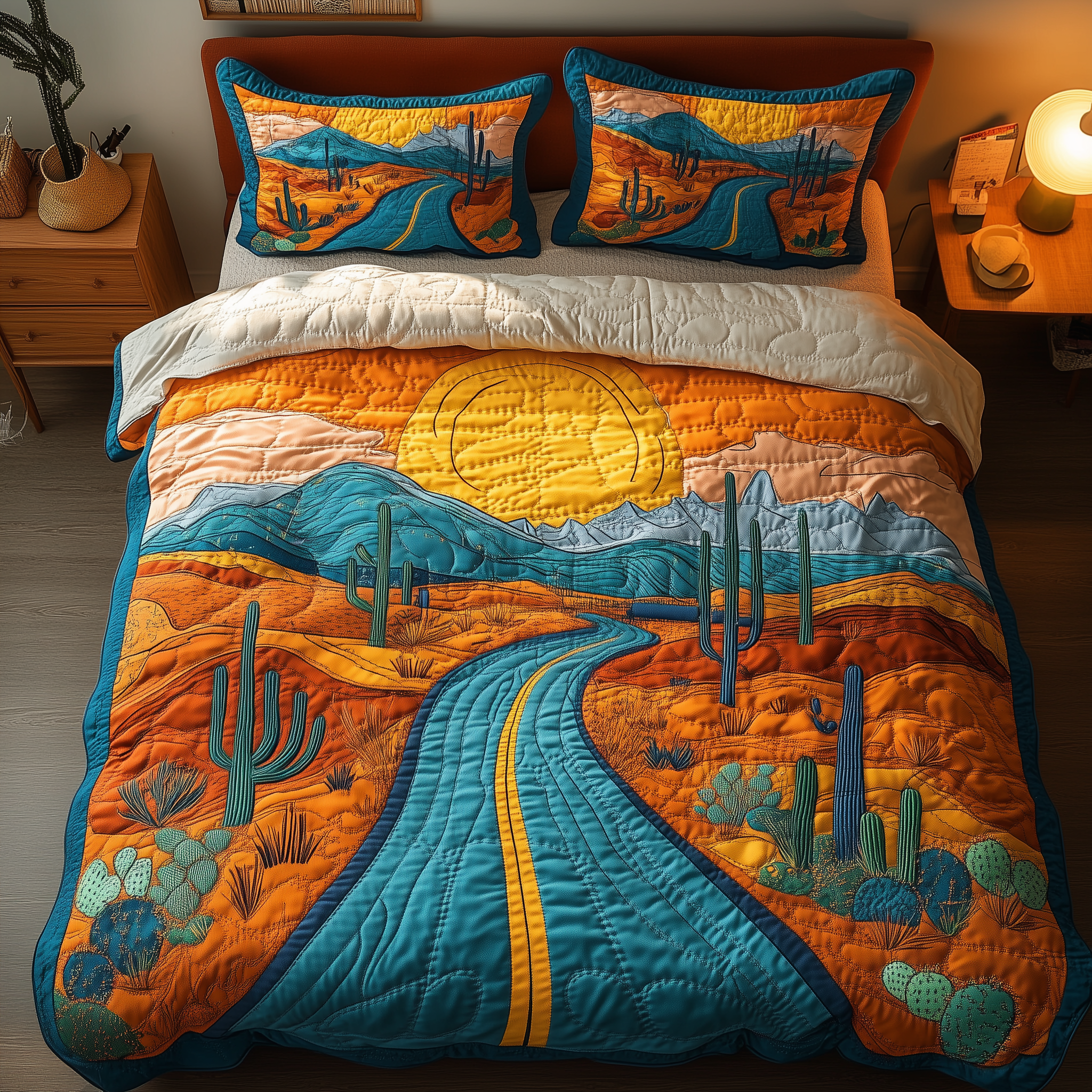 Desert Highway Quilted Bedding Set Duvet Cover Bedspread Set Item Great Gifts For Dad