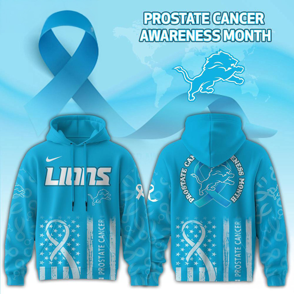 Detroit Lions 2025 NFL Prostate Cancer Awareness Hoodie Detroit Lions Merch Gifts For Her