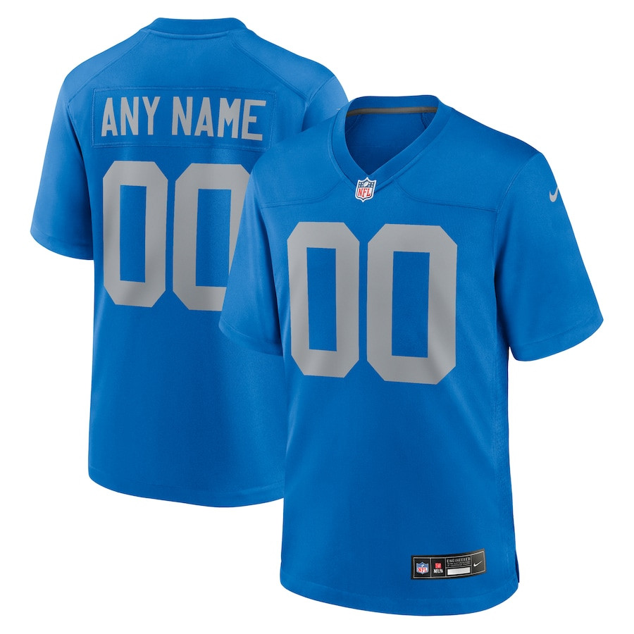 Detroit Lions Alternate Custom Game Men Jersey - Blue - JSDV330