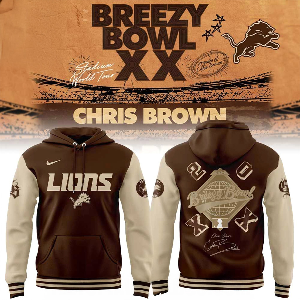 Detroit Lions Chris Brown Breezy Bowl X Signature Hoodie Detroit Lions Merch Fan Gifts