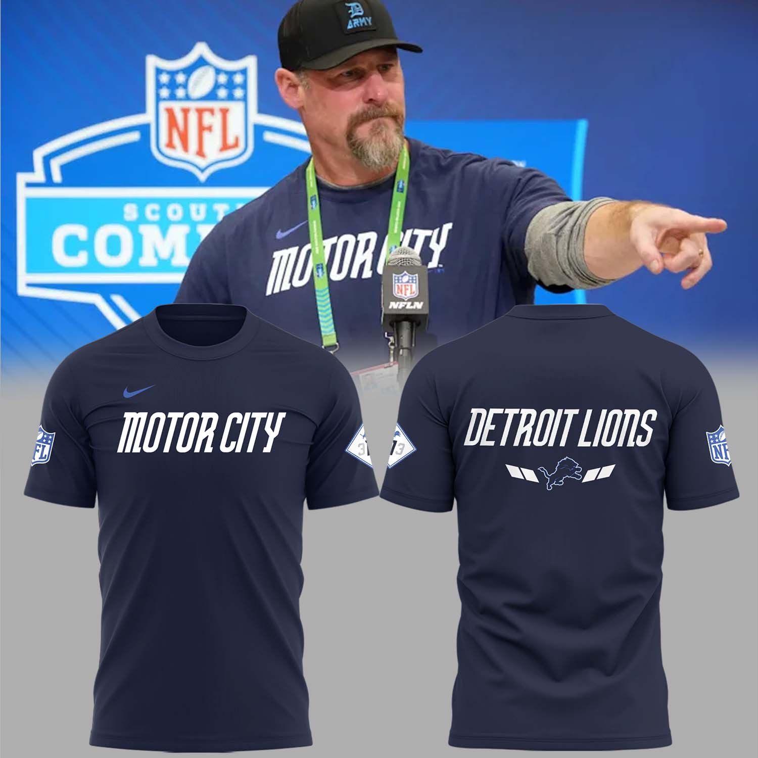 Detroit Lions Merch 313 Motor City Tshirt