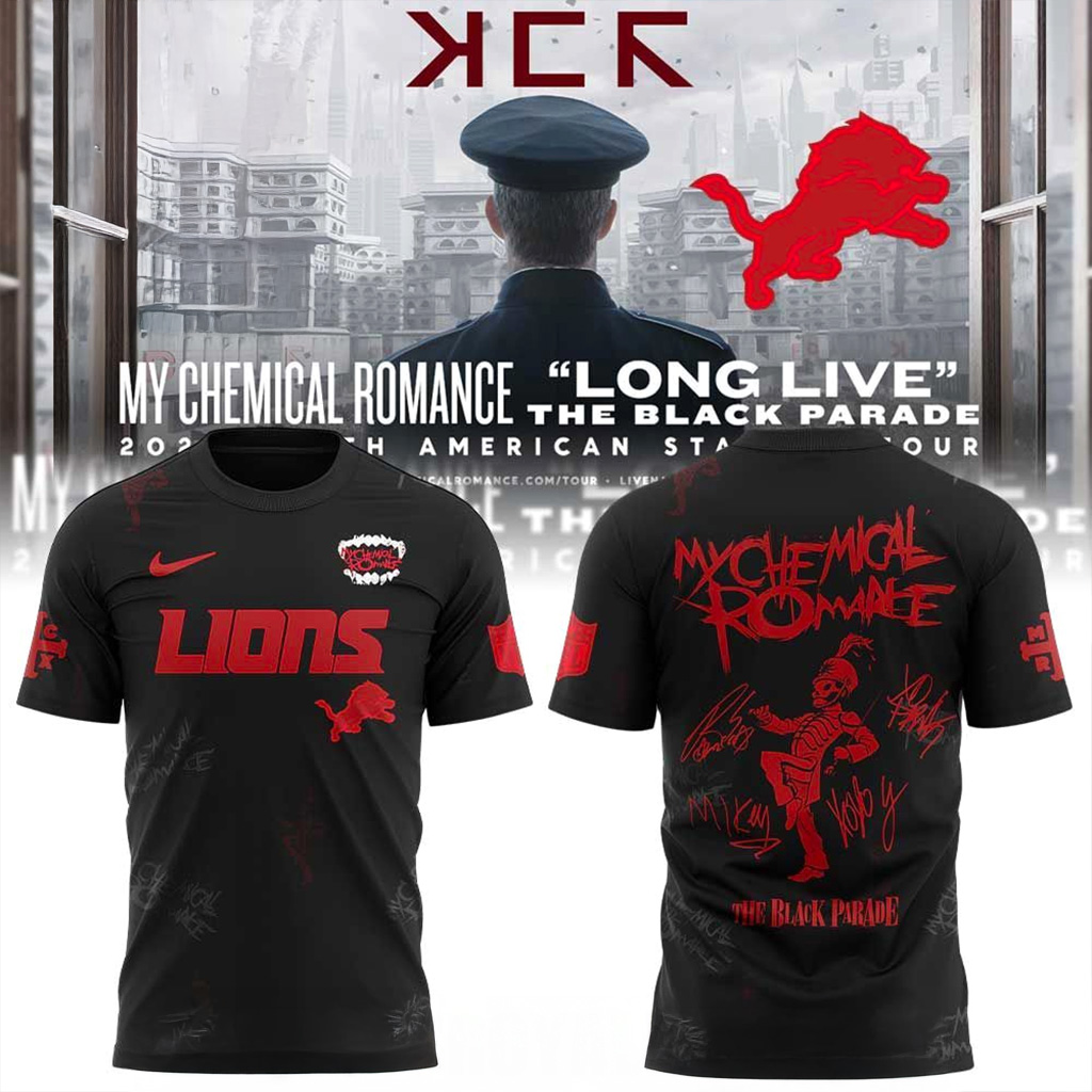 Detroit Lions My Chemical Romance Tour 2025 Combo Signature Shirt Detroit Lions Merch