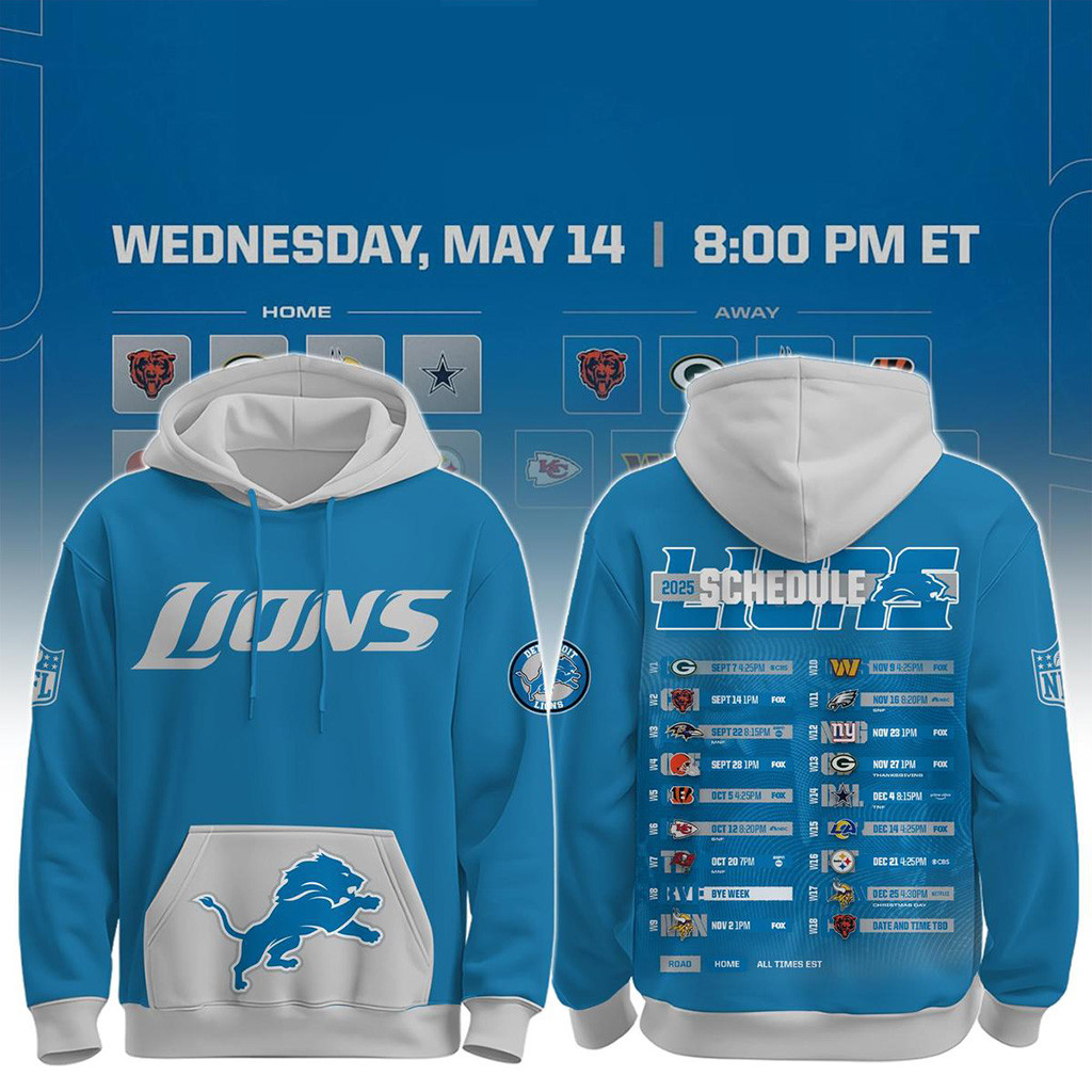 Detroit Lions Schedule Release 2025 Hoodie Detroit Lions Merch Football Fan Gift Ideas
