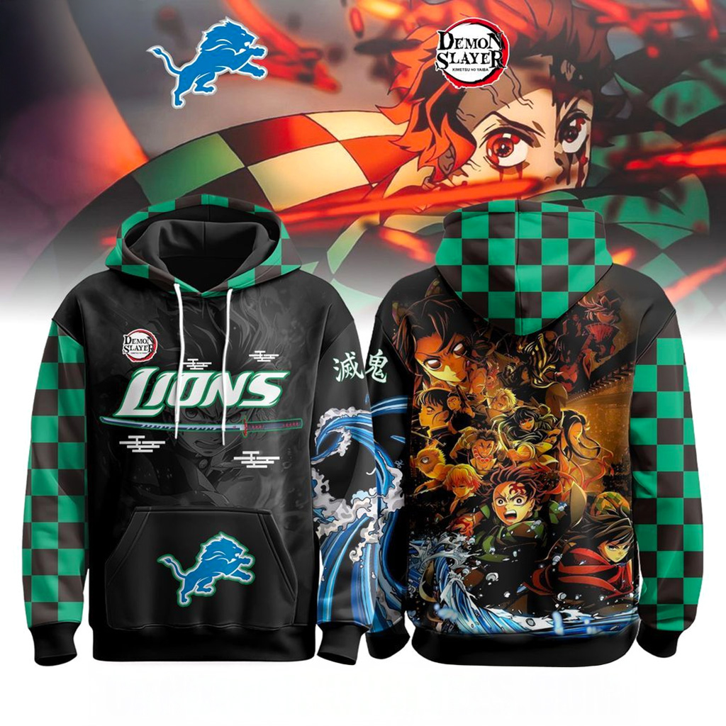 Detroit Lions X Demon Slayer Infinity Castle 2025 Hoodie Detroit Lions Merch Fans Gifts