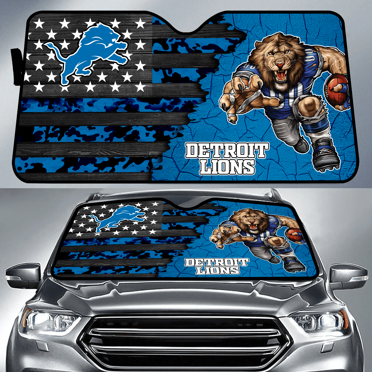 Detroit Lions X NFL Auto Sun Shade Best Gift For Football Lovers