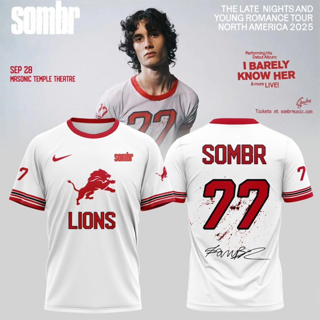 Detroit Lions X Sombr The Late Nights Young Romance Tour T-Shirt Fan Merch Gift For Brother