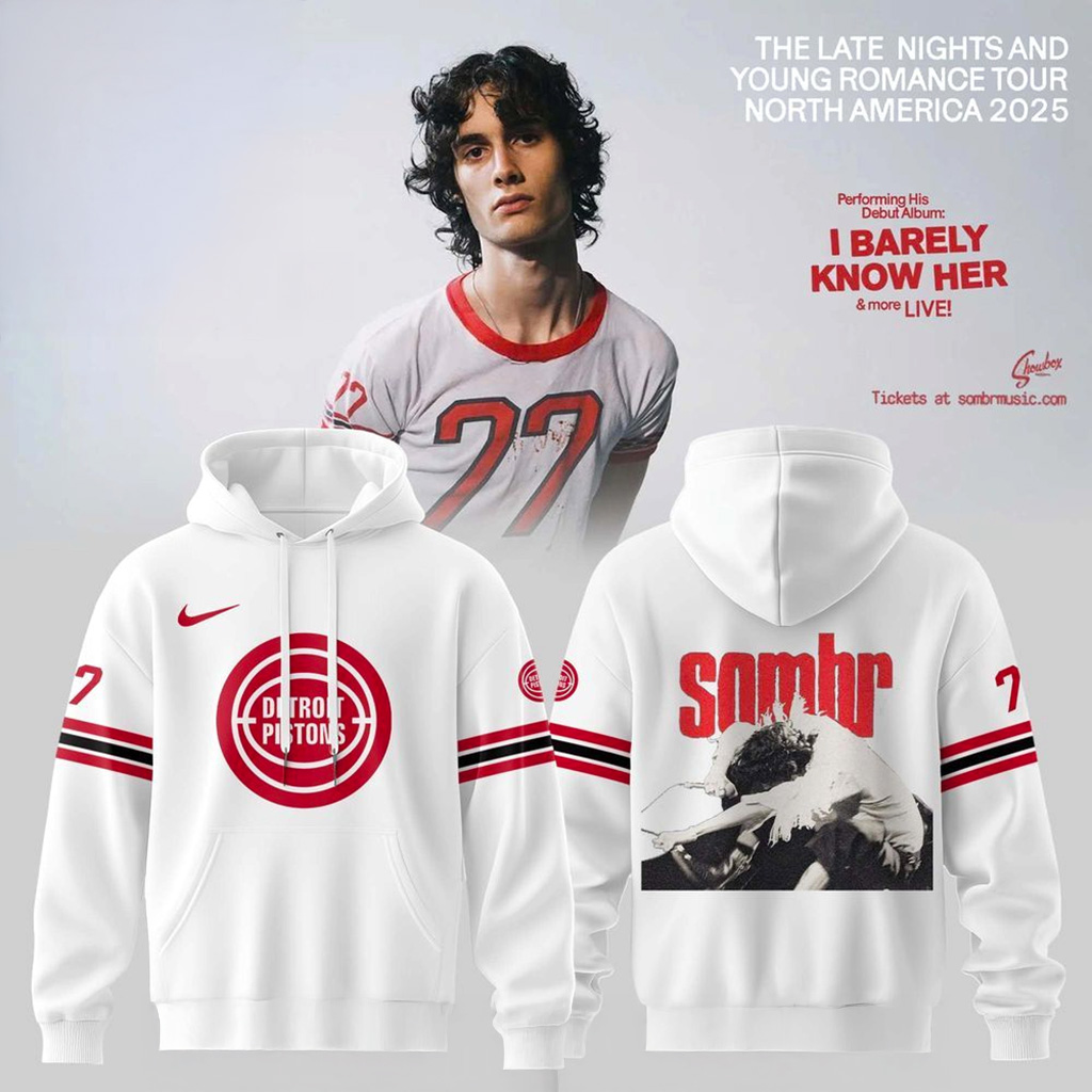 Detroit Pistons X Sombr The Late Nights Young Romance Tour Hoodie Detroit Pistons Merch
