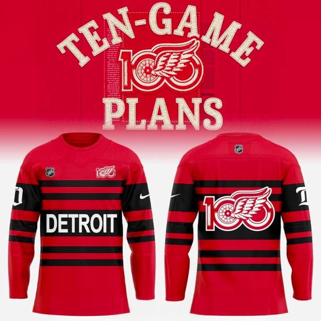 Detroit Red Wings Centennial Uniform Retro Jersey Detroit Red Wings Merch Gifts For Hockey Fan
