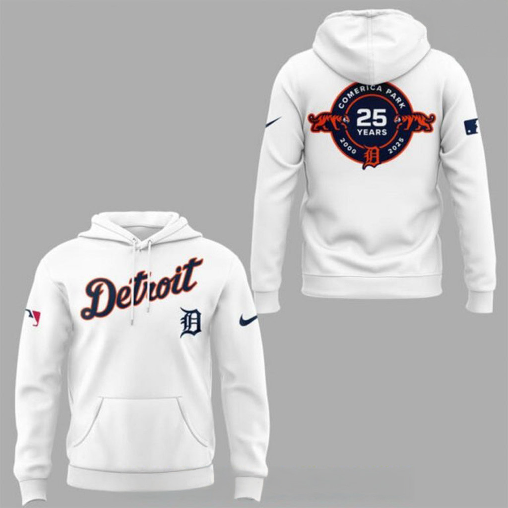 Detroit Tigers 25th Anniversary Of Comerica Park Hoodie Detroit Tigers Merch Fans Gifts