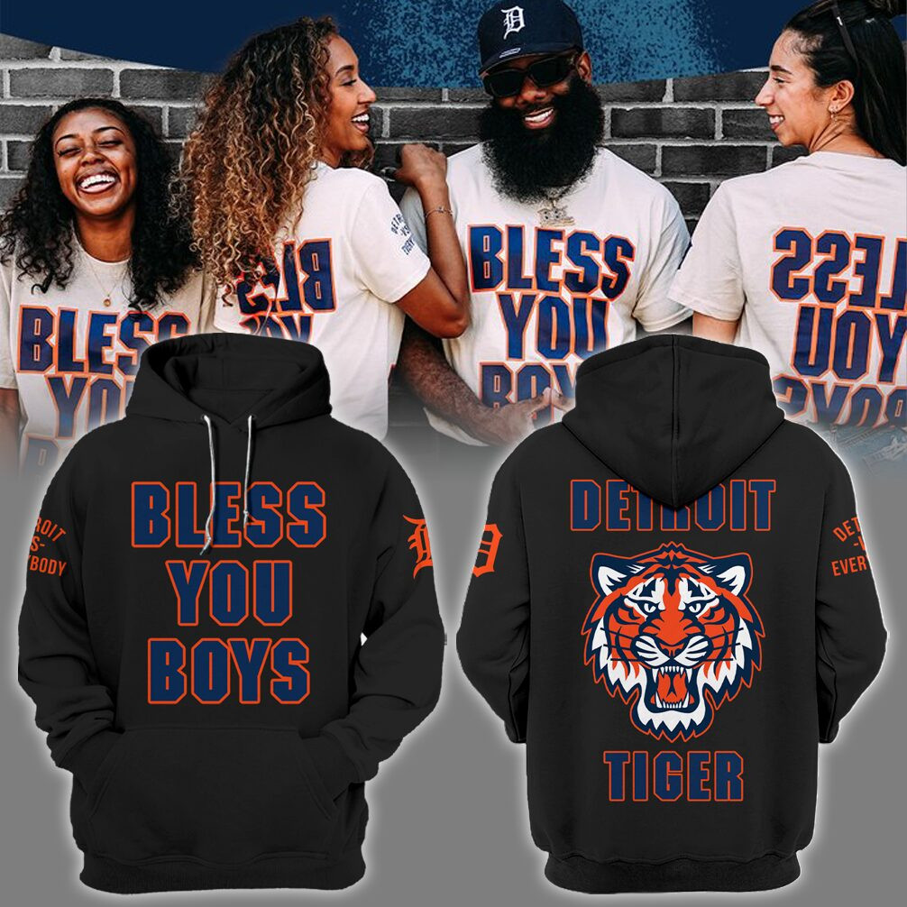 Detroit Tigers MLB 2024 Bless You Boys Black Hoodie Gifts For Baseball Fans