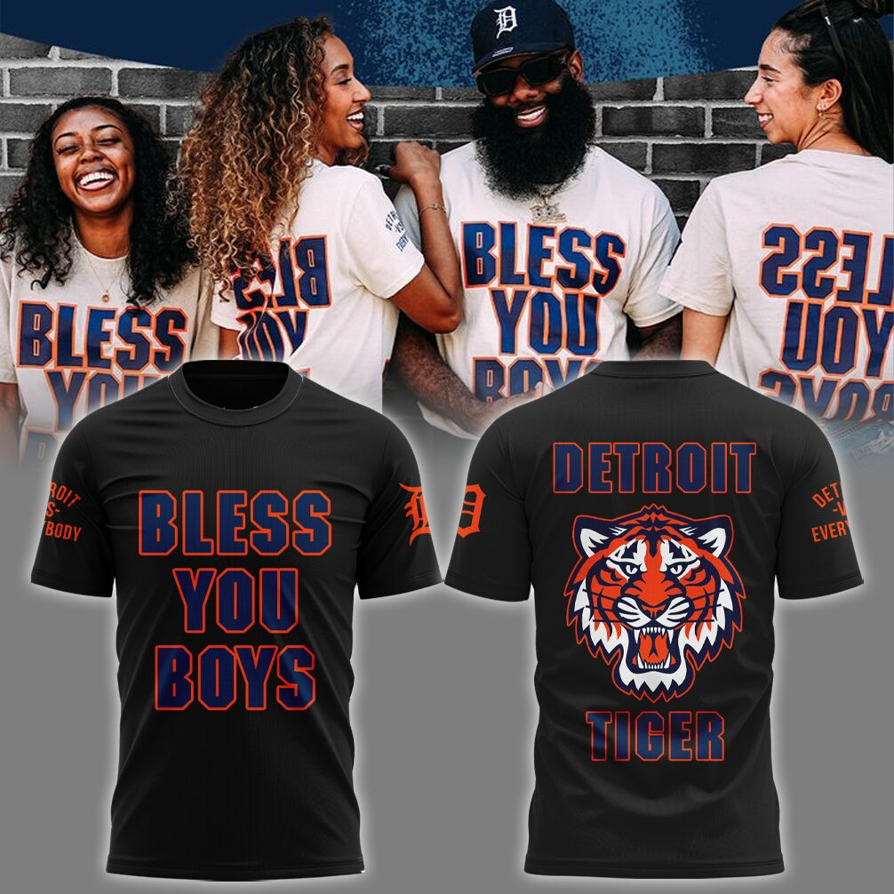 Detroit Tigers MLB 2024 Bless You Boys Black Shirt Gifts For Baseball Fans