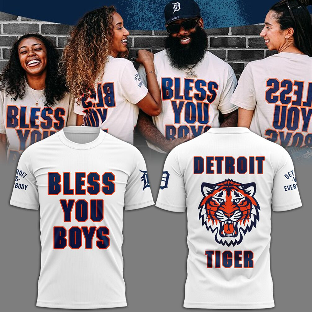Detroit Tigers MLB 2024 Bless You Boys White Shirt Gifts For Baseball Fans