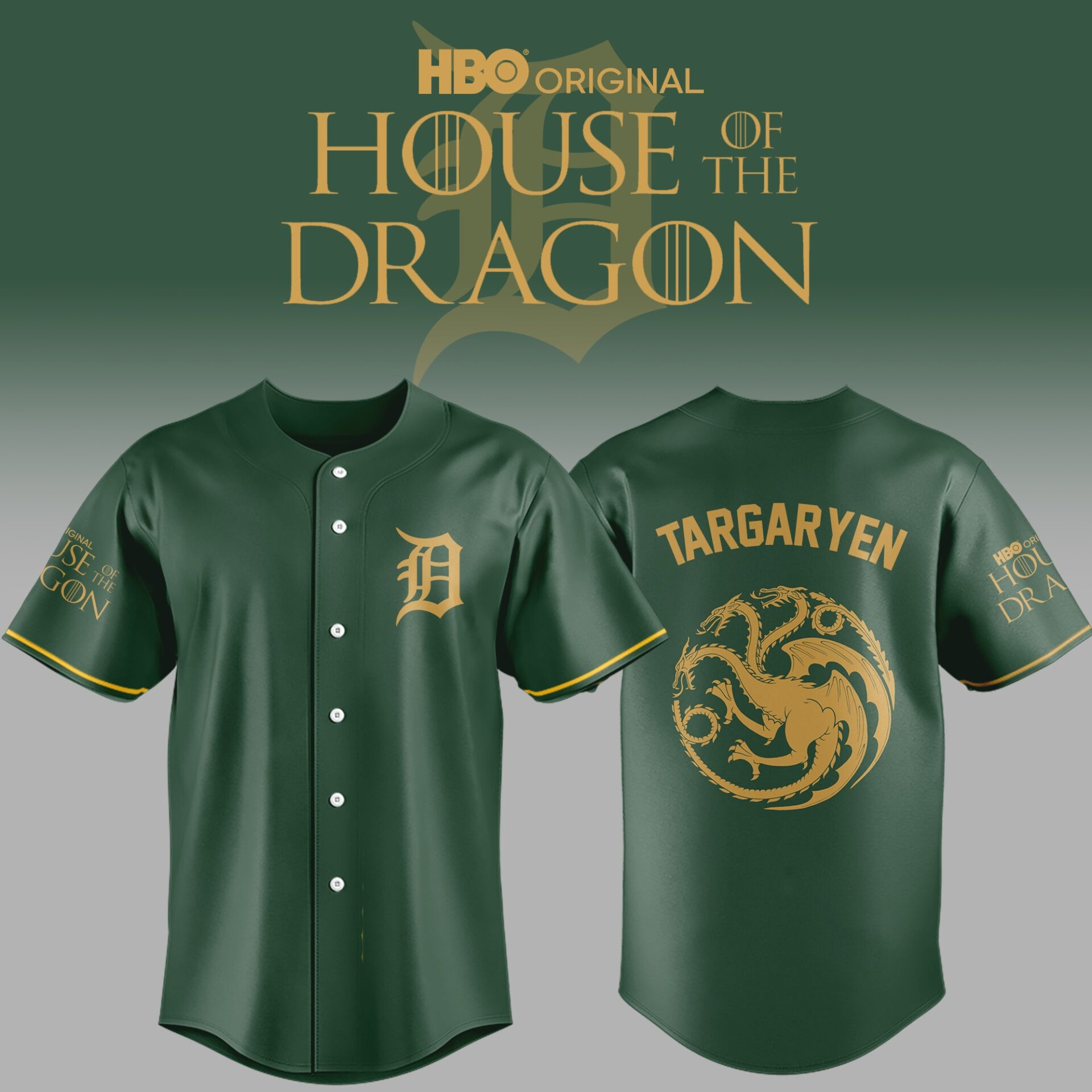 Detroit Tigers Mlb 2024 House Of The Dragon Green Jersey Best Gifts For Baseball Fans