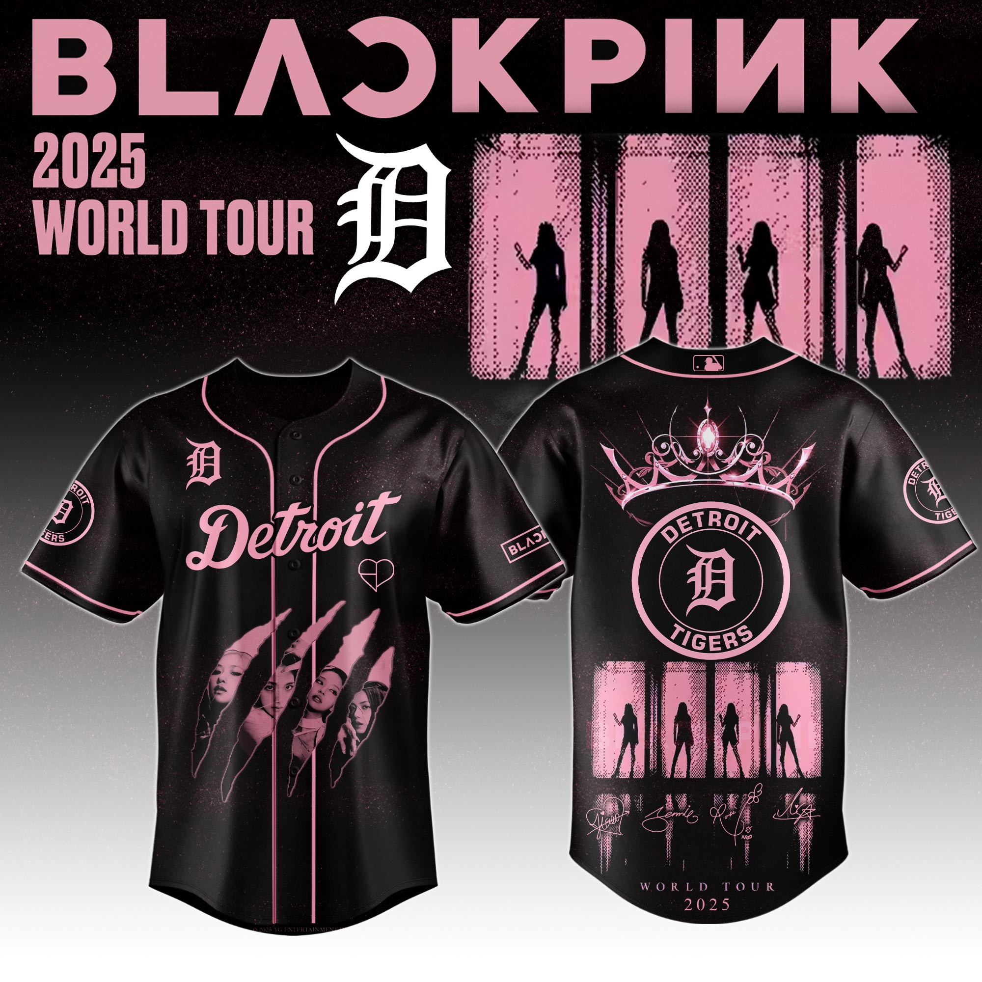 Detroit Tigers Mlb X Black Pink World Tour Baseball Jersey For Fans Detroit Tigers Merch