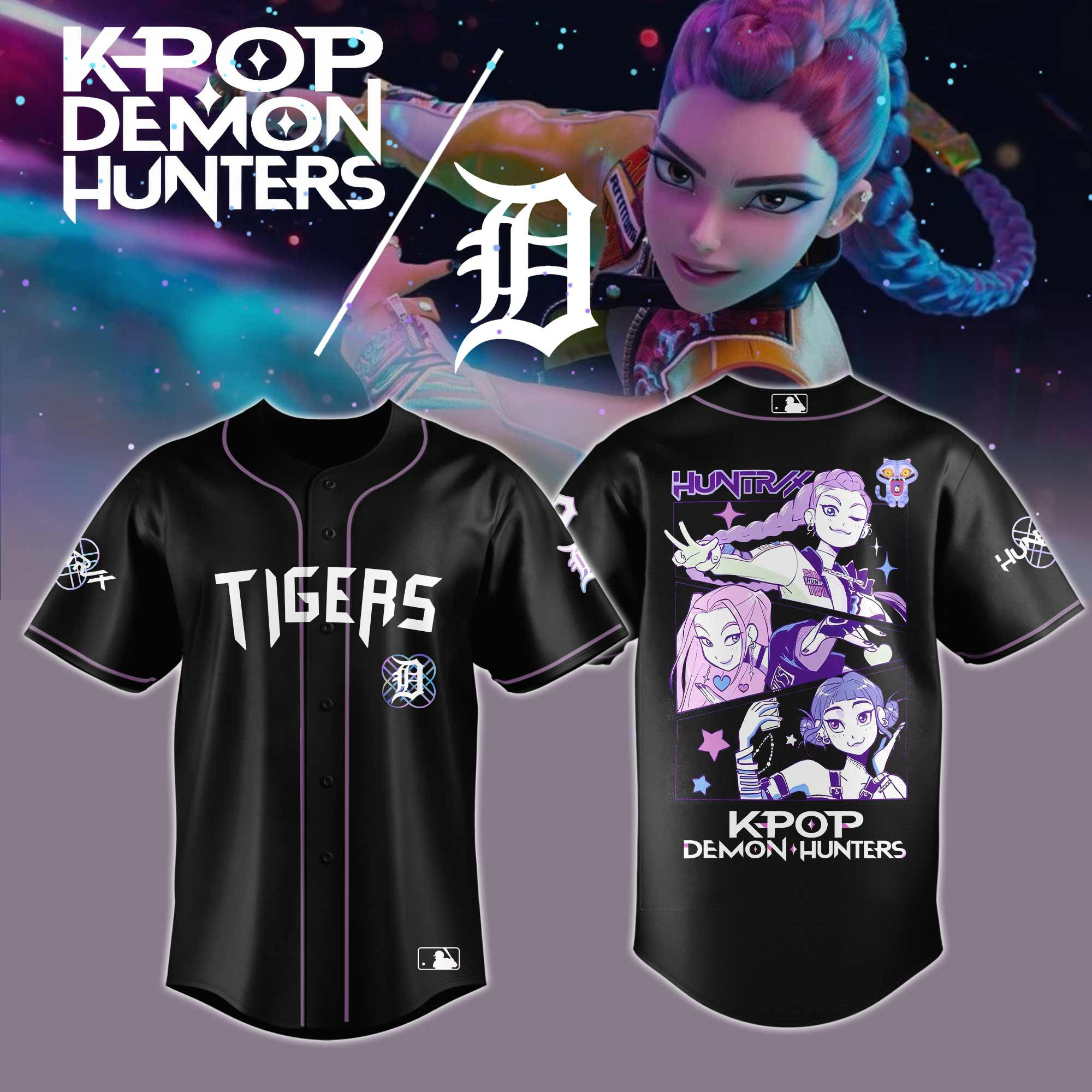 Detroit Tigers Mlb X Kpop Demon Hunters Baseball Jersey For Fans
