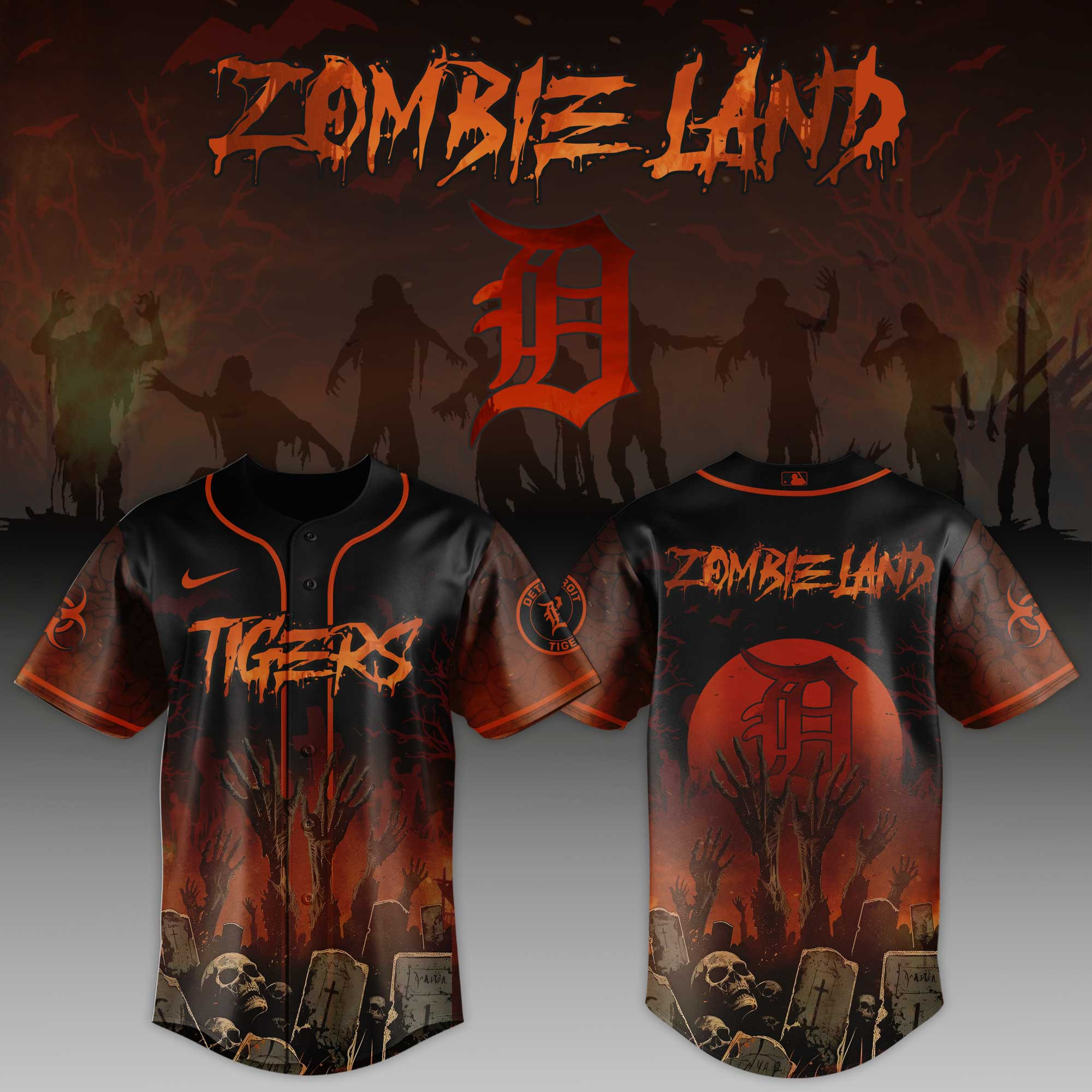 Detroit Tigers Mlb X Zombie Land Baseball Jersey For Fans