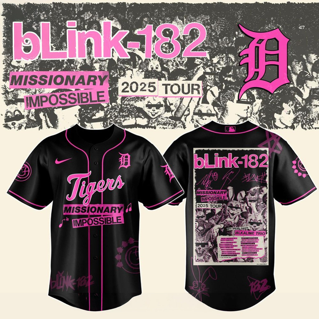 Detroit Tigers X Blink 182 Missionary Impossible Tour 2025 Jersey Tigers Merch Gift For Fans