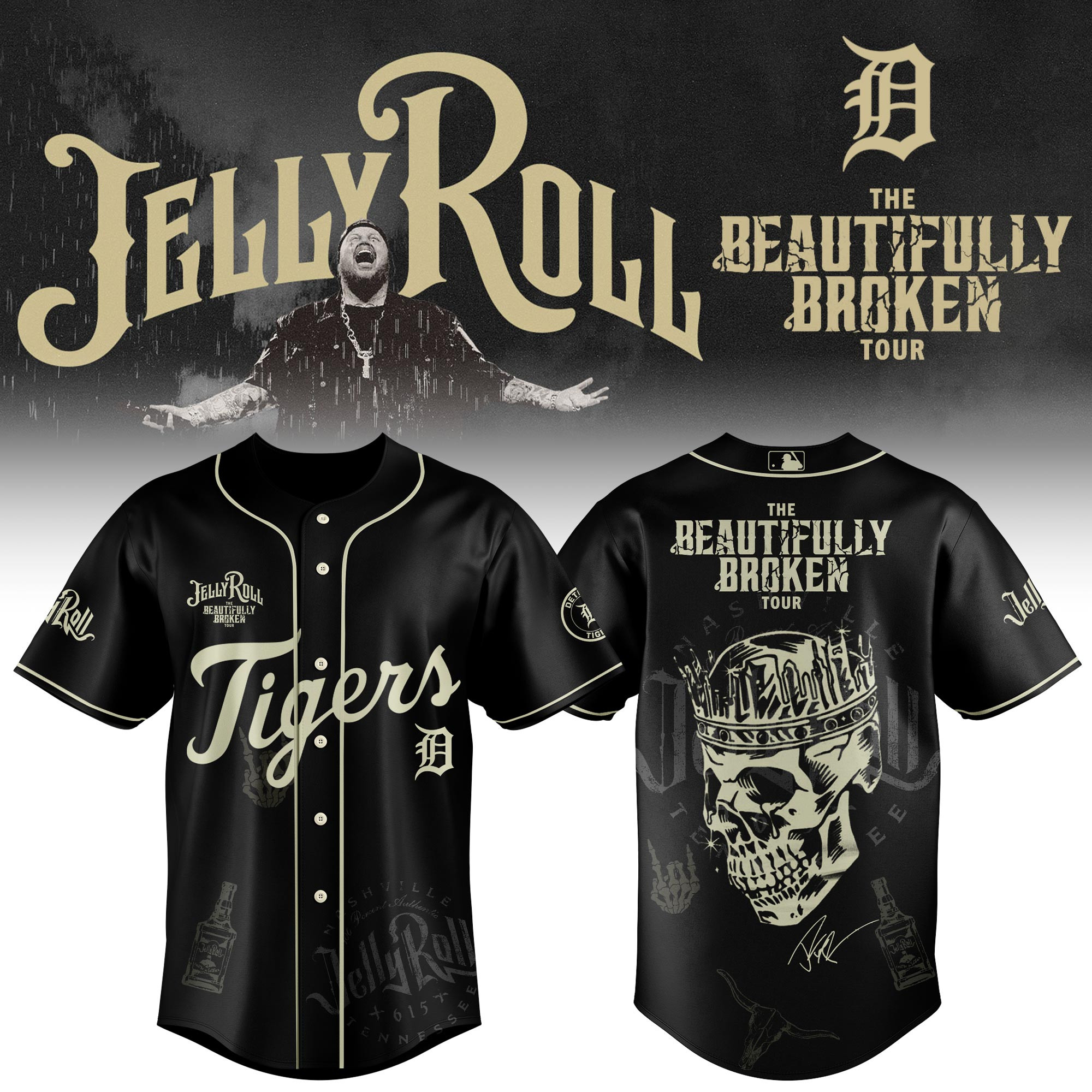 Detroit Tigers X Jelly Roll Baseball Jersey 2025 Gift For Jelly Roll Fans
