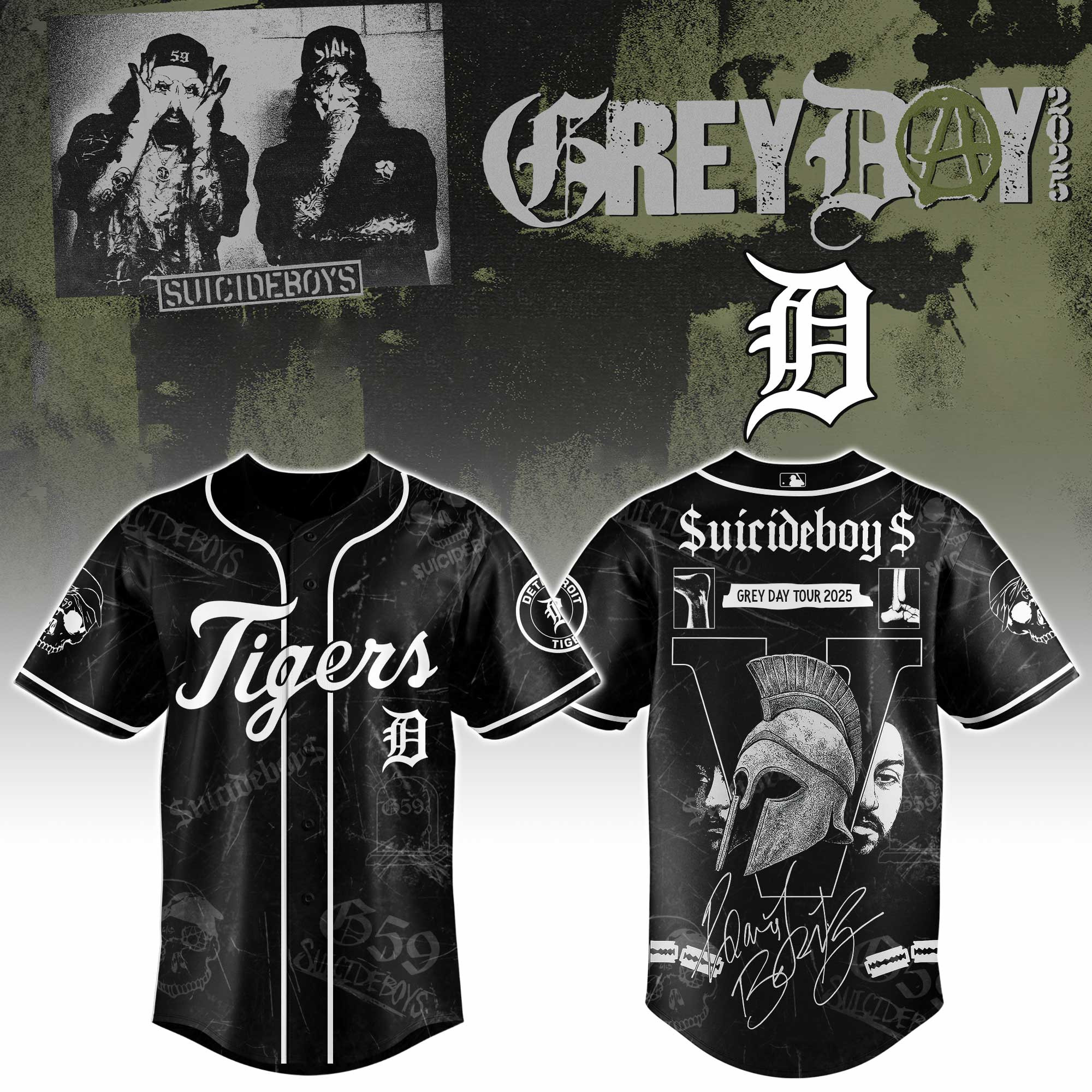 Detroit Tigers X Suicideboys G59 Baseball Jersey 2025 Gift For Baseball Fans