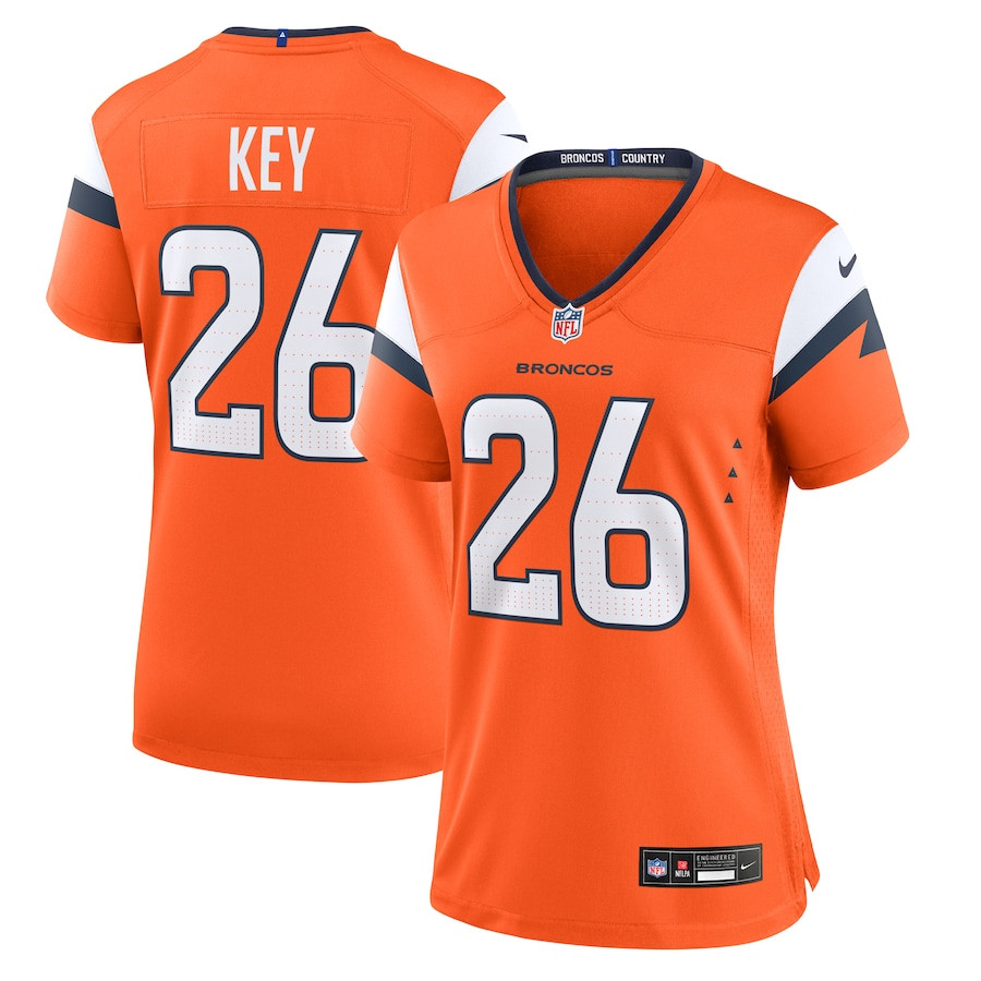 Devon Key 26 Denver Broncos Team Game Women Jersey - Orange - JS458