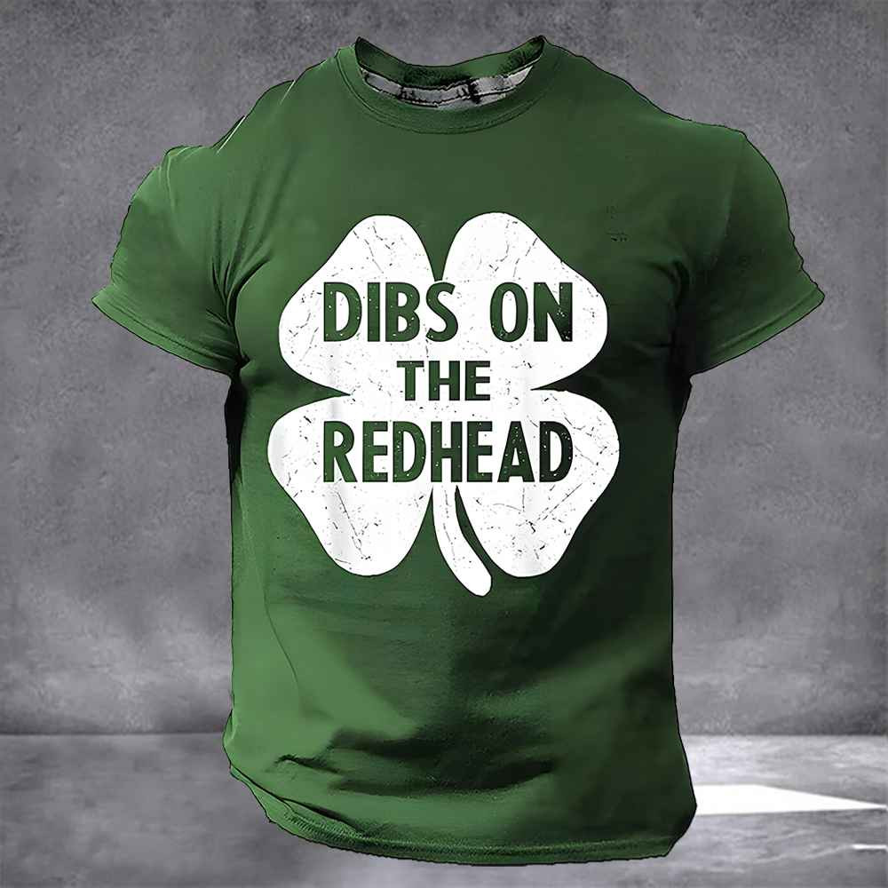 Dibs On The Redhead Shamrock Shirt Saint Patrick'S Day Vintage T-Shirt Gifts For Dad