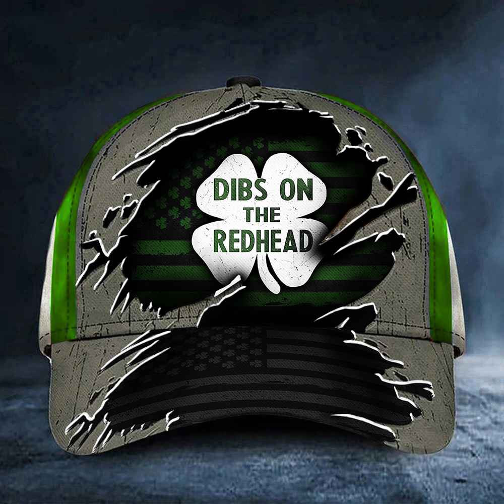 Dibs On The Redhead Shamrock USA Flag Hat Patrick's Day Hat Gifts For Holiday