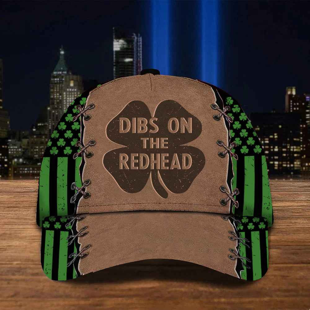 Dibs On The Redhead Shamrock USA Flag Hat Saint Patrick's Day Hat Gifts For Dad