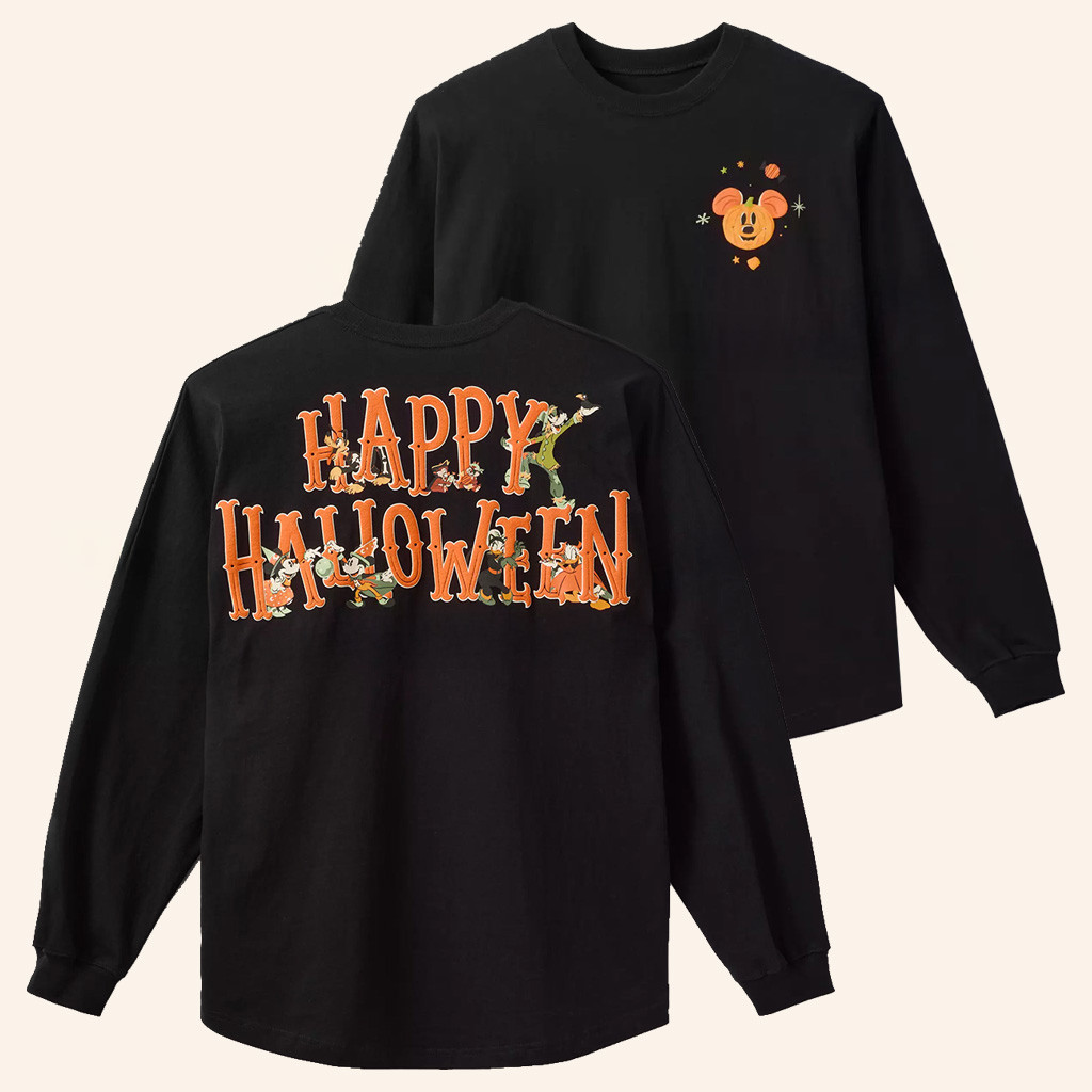 Disney Halloween Merch 2025 Mickey Mouse and Friends Halloween Spirit Long Sleeve T-Shirt