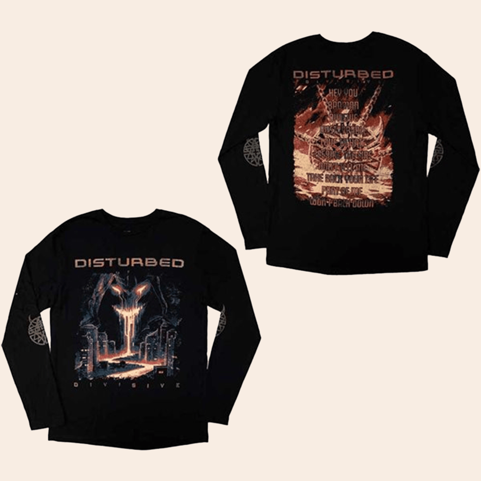 Disturbed European Tour 23 Divisive Long Sleeve T-Shirt Disturbed Merch Dad Father's Day Gifts