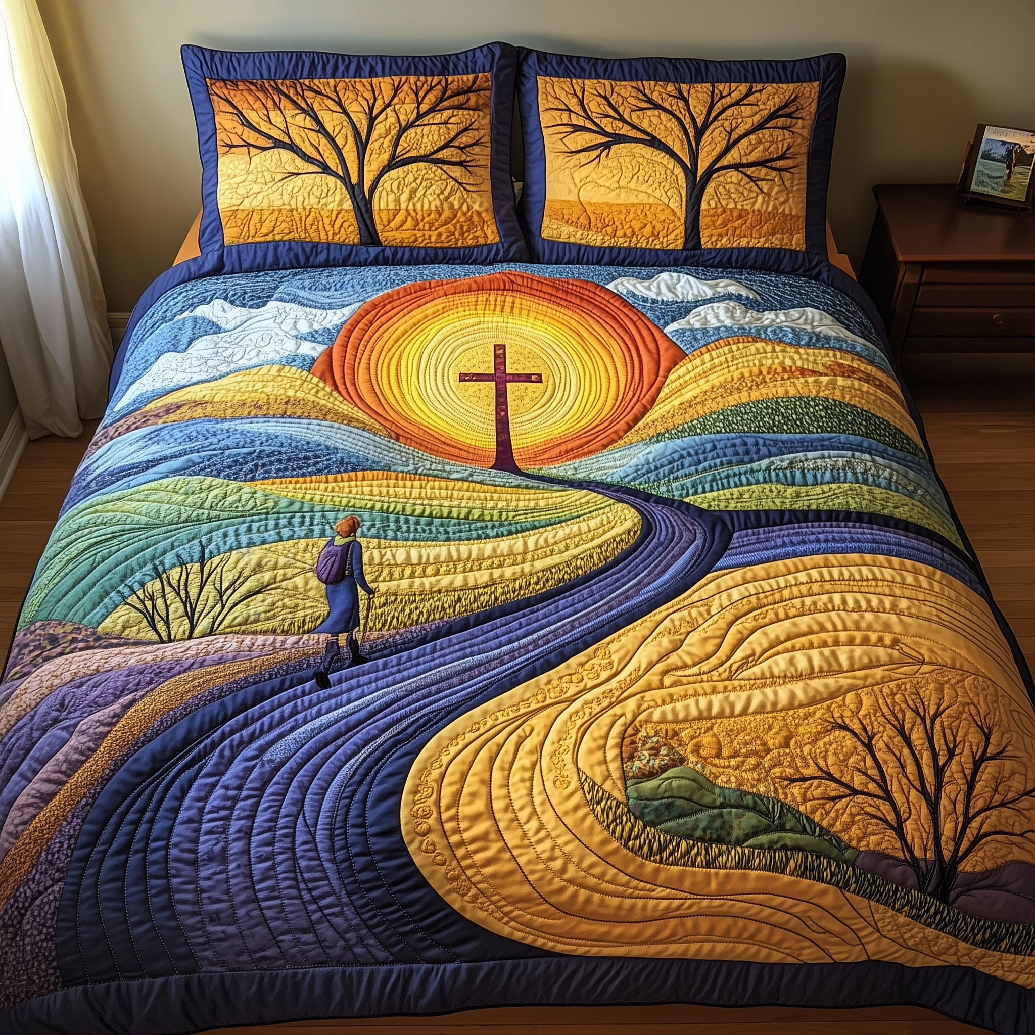 Divine Path Quilted Bedding Set Duvet Cover Bedspread Set Item Best Mother's Day Gifts For Grandmothers