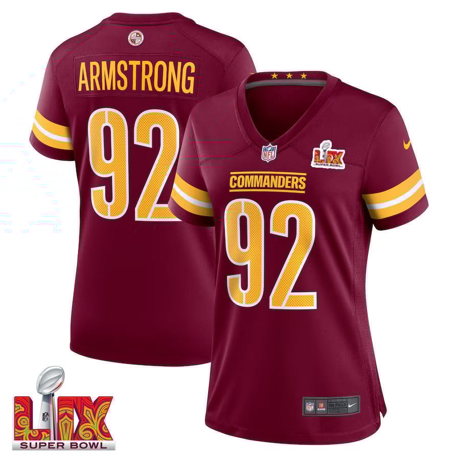 Dorance Armstrong #92 Washington Commanders Super Bowl LIX Women's Jersey - Burgundy - JS155