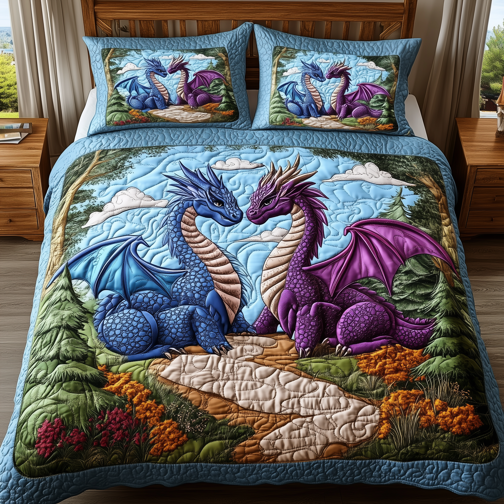 Dragon Love Affair Quilted Bedding Set Valentine'S Day Duvet Cover Set Dragon Gifts For Her