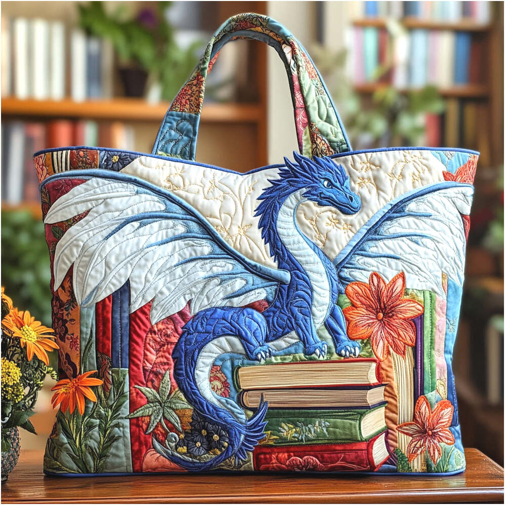 Dragon Quilted Tote Bag Women's Gifts For Dragon Lovers Birthday Gifts For Best Friend
