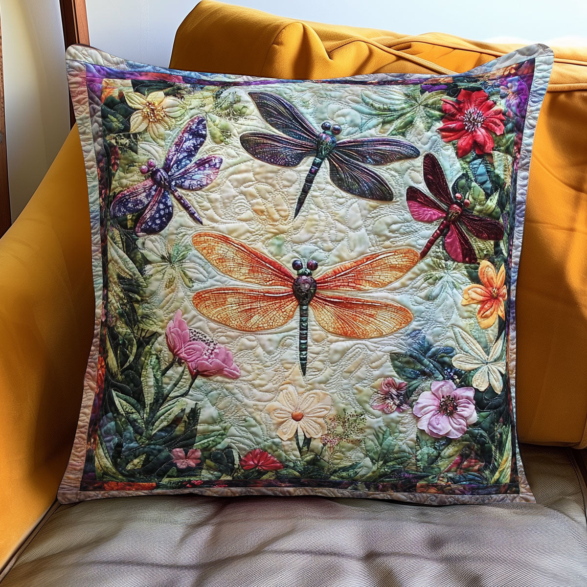 Dragonfly Cluster Cozy Quilt Pillow Case Print Theme Great Dragonfly Gifts For Women