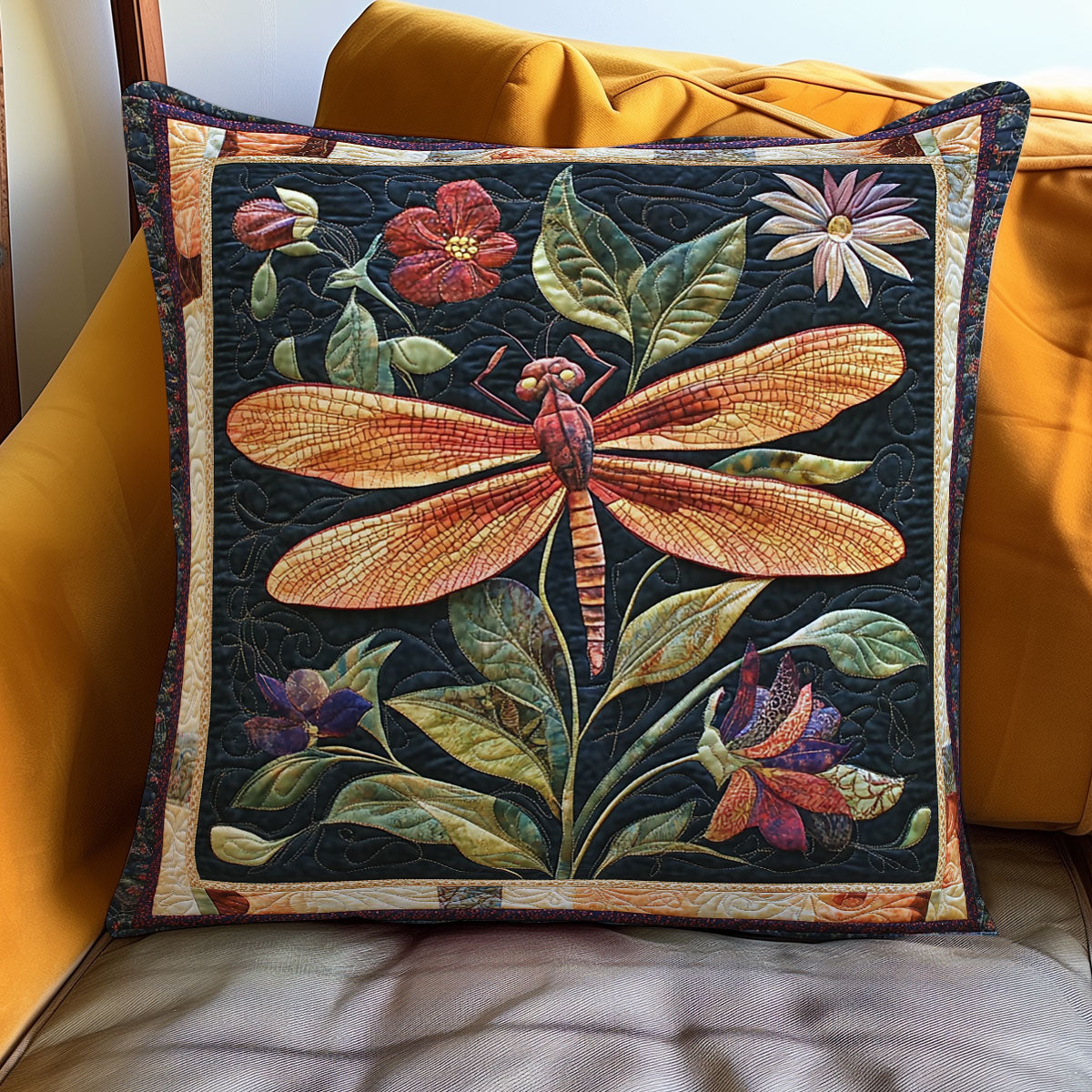 Dragonfly Cozy Quilt Pillow Case Gift For Someone Who Loves Dragonflies