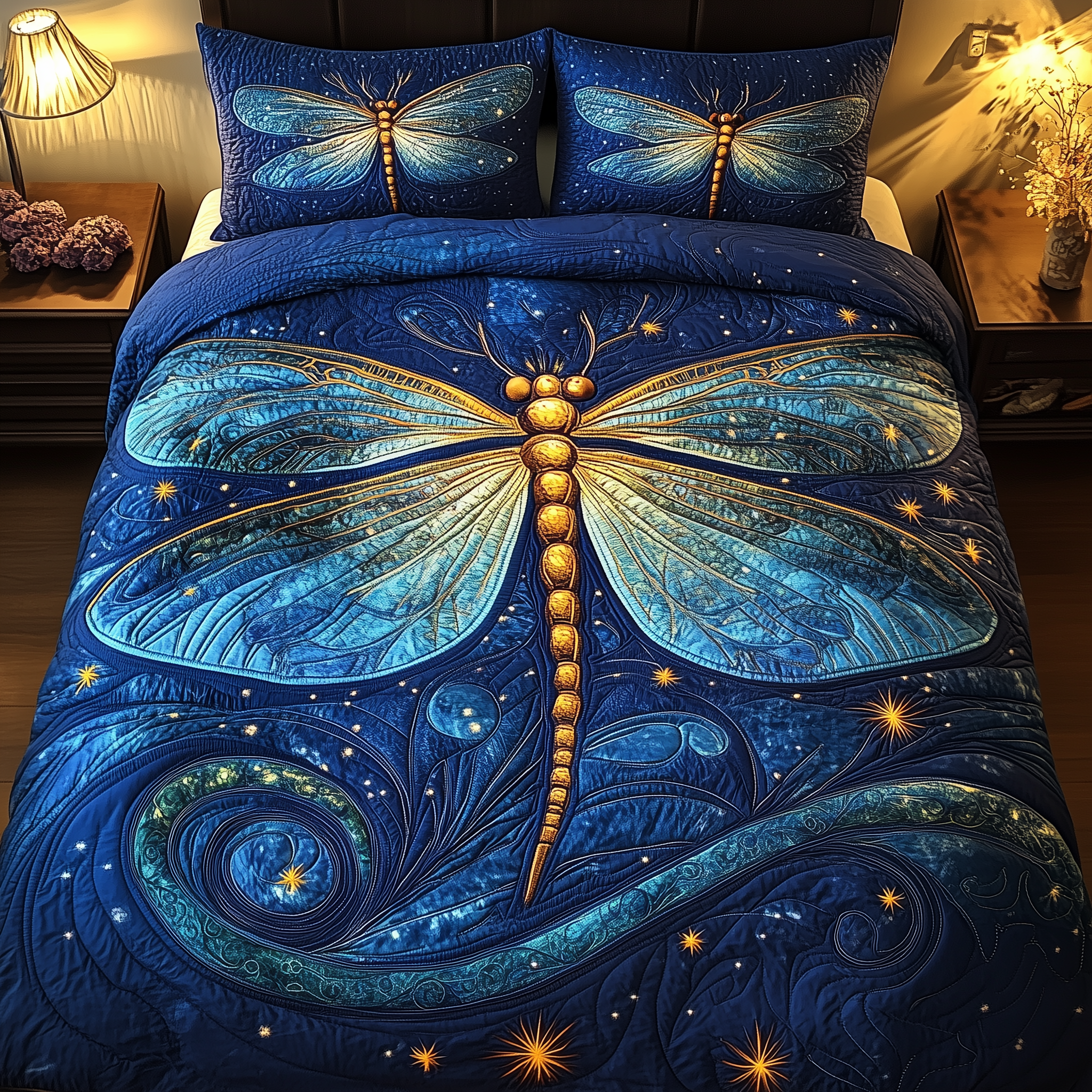 Dragonfly Dreams Quilted Bedding Set Great Mother's Day Duvet Cover Set Dragonfly Gifts For Women