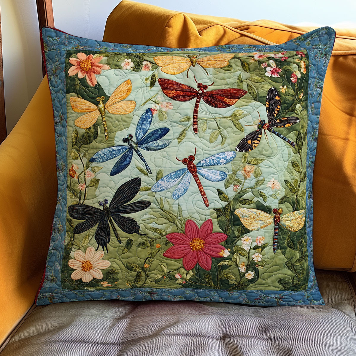 Dragonfly Swarm Quilt Pillow Case Print Theme Great Dragonfly Gifts For Women