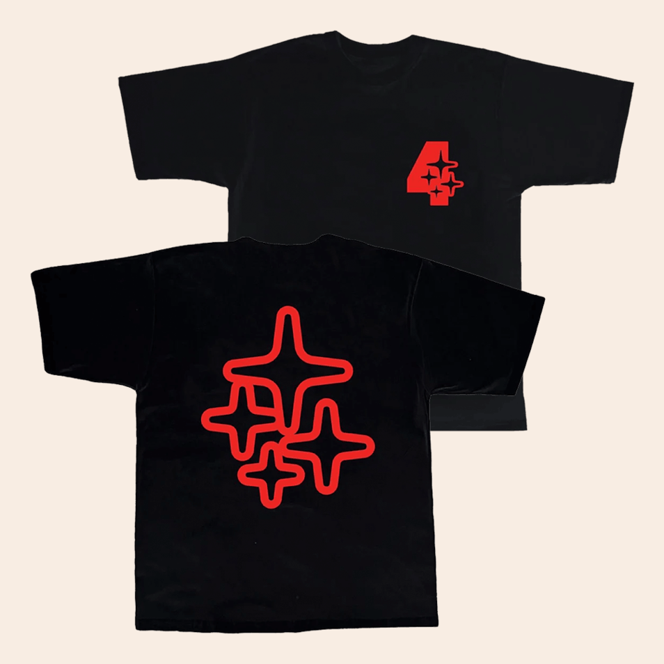 Drama Call X Aitch Red 4 Star Black T-Shirt Aitch Merch Birthday Gift Ideas For Music Lovers