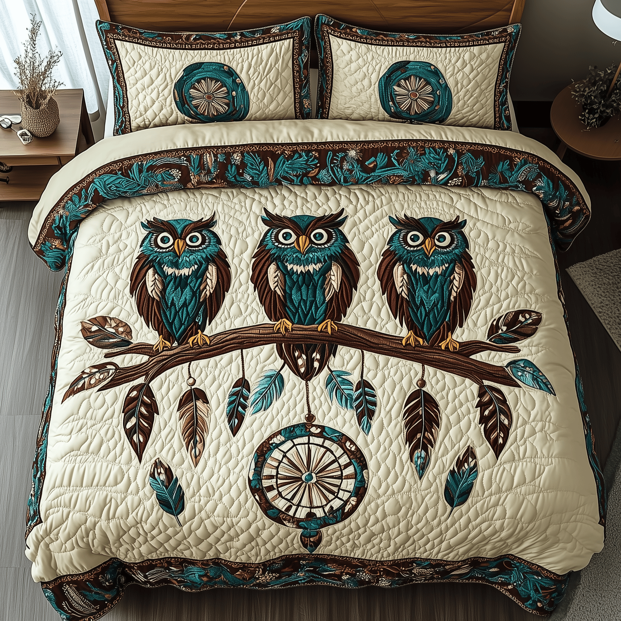 Dreamcatcher Owl Haven Quilted Bedding Set Unique Duvet Cover Bedspread Set Gifts For Young Men