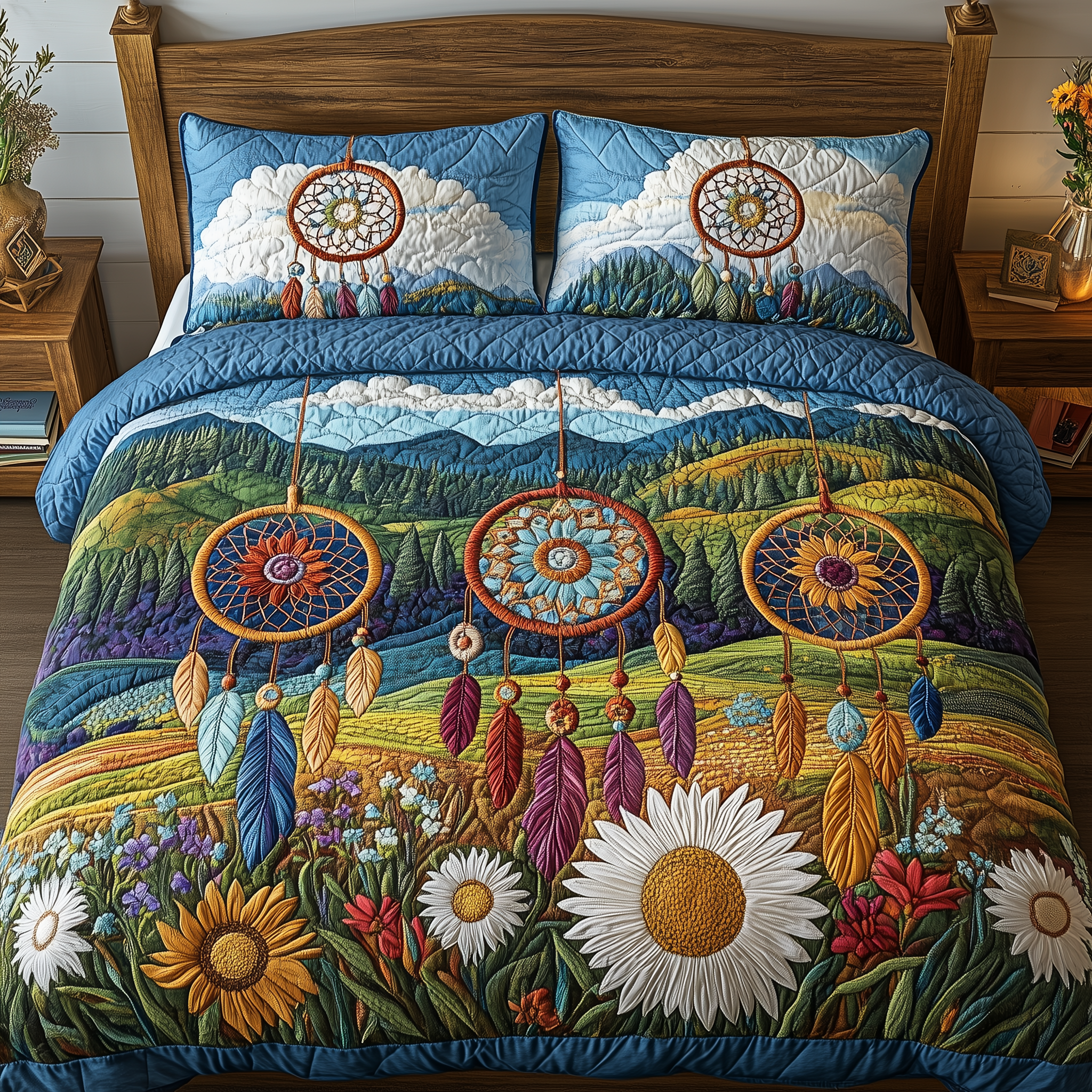 Dreams in Bloom Quilted Bedding Set Great Duvet Cover Bedspread Set Father's Day Gifts For Grandpa