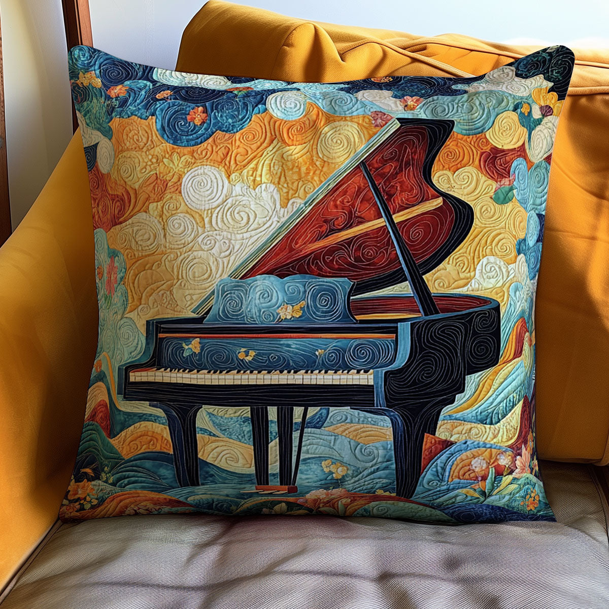 Dreamy Piano Quilt Pillow Case Decorative Pillow Covers Themed Gifts Christmas Presents