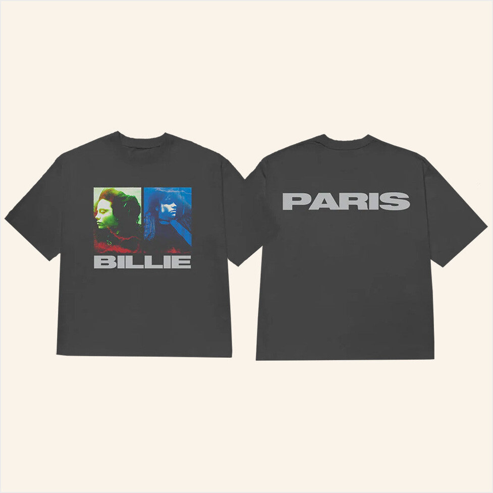 Dual Photo Paris Black T-Shirt Shopfr Billie Eilish Merch Birthday Gift Ideas