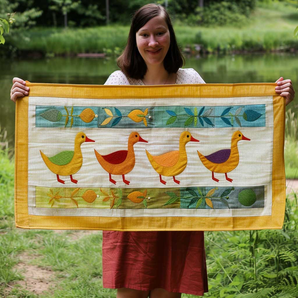 Duck Quilted Table Runner  Dining Table Runner Home Decorations Duck Themed Gifts