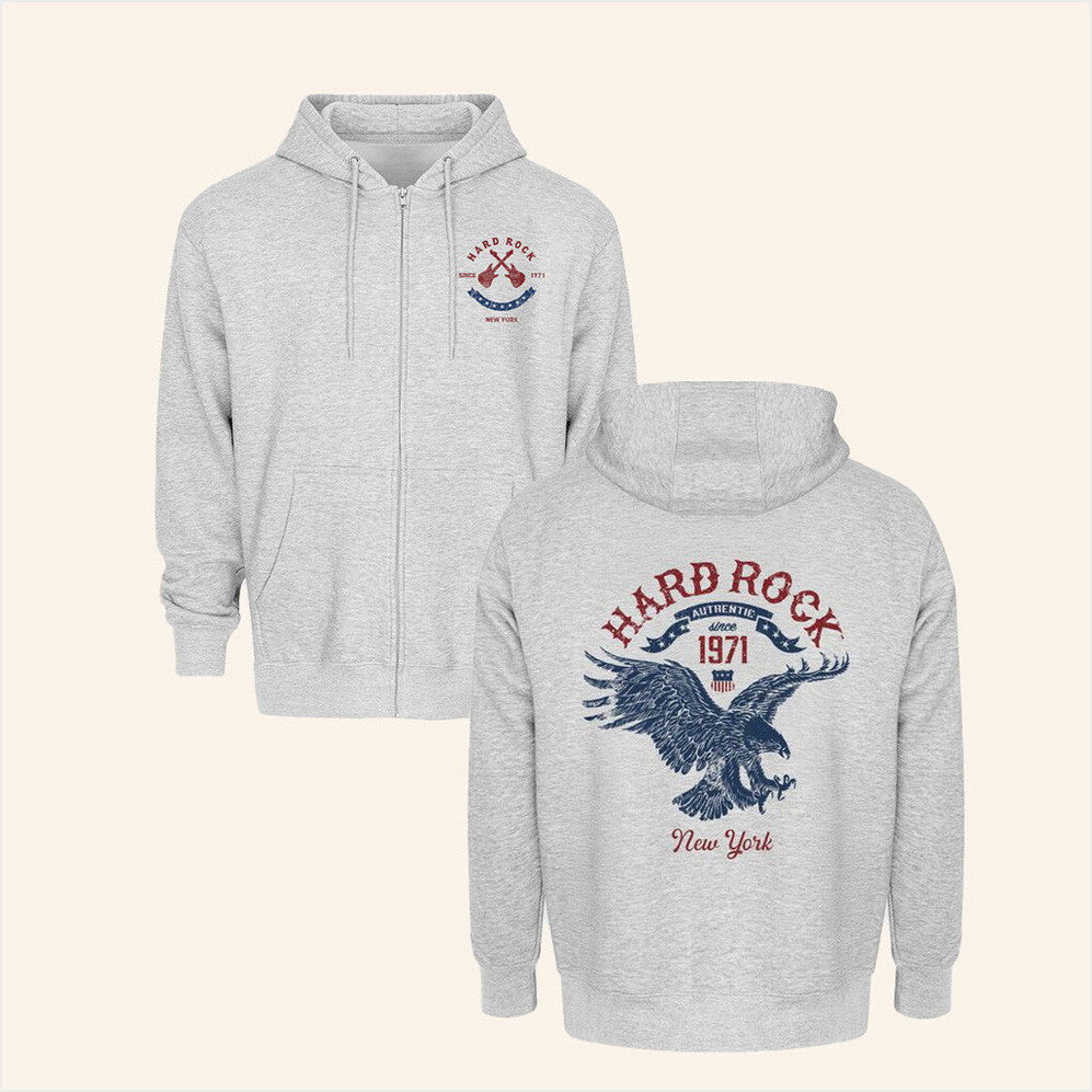 Eagle Guitar Zip Up Hoodie Hard Rock Merch Gift Ideas For Husband BFF Birthday Gifts