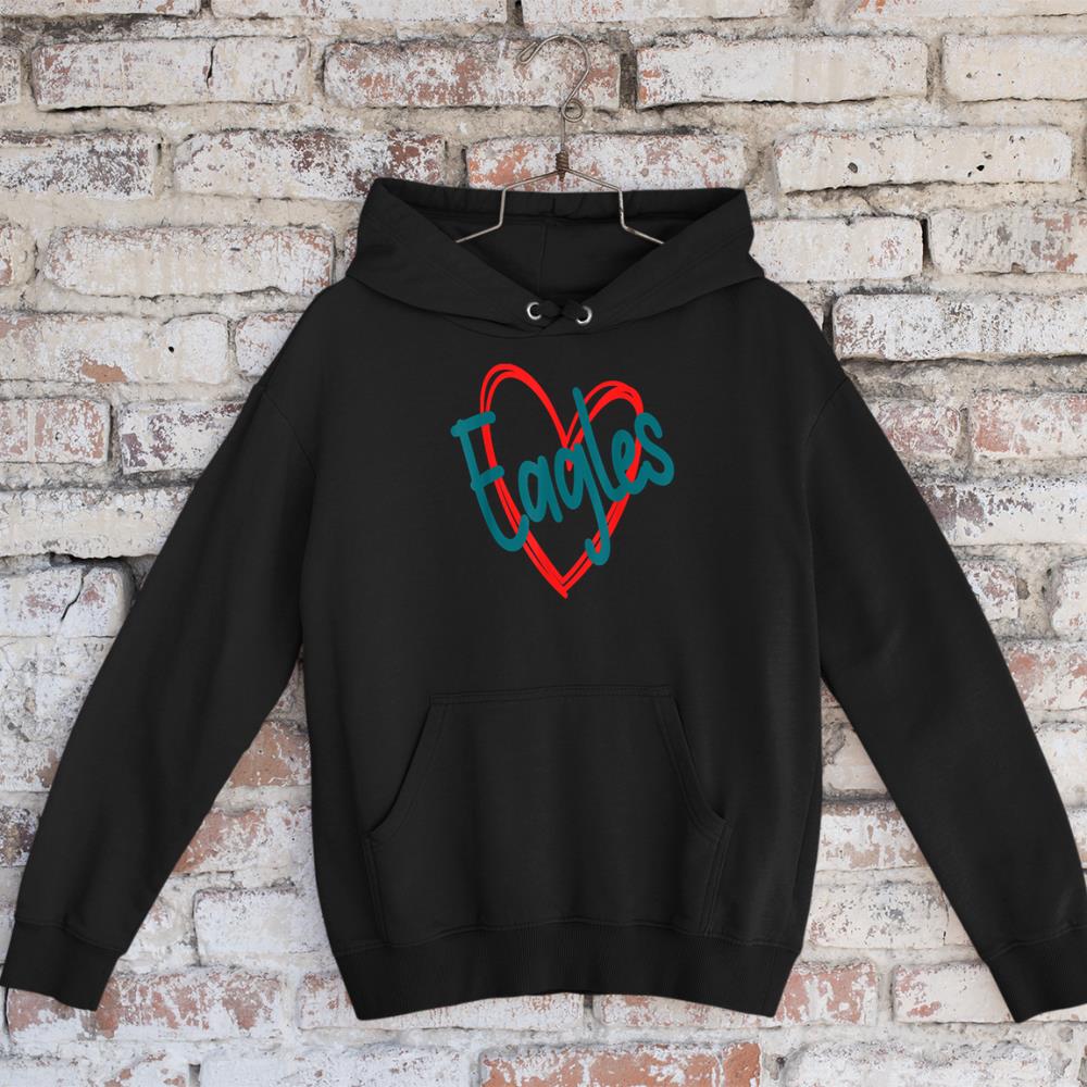 Eagles School Sports Fan Team Spirit Cute Heart Eagles Hoodie