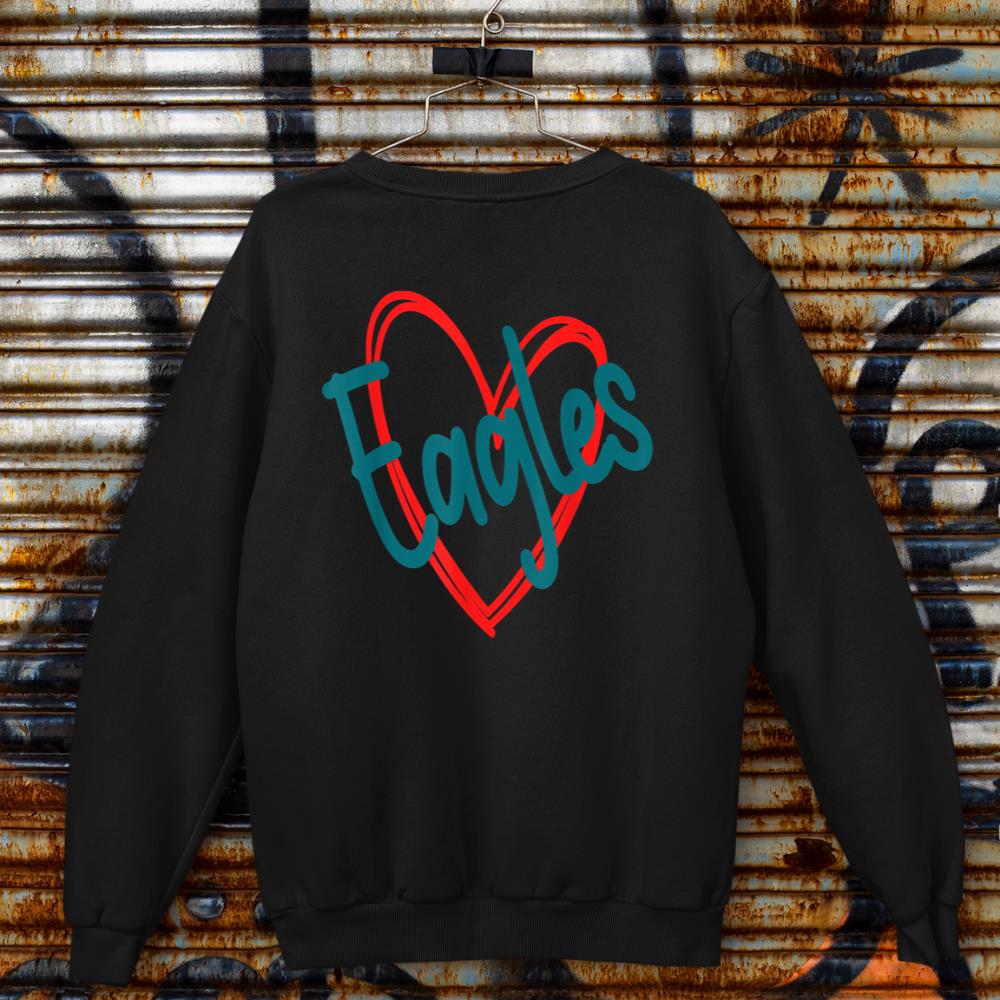 Eagles School Sports Fan Team Spirit Cute Heart Eagles Sweatshirt