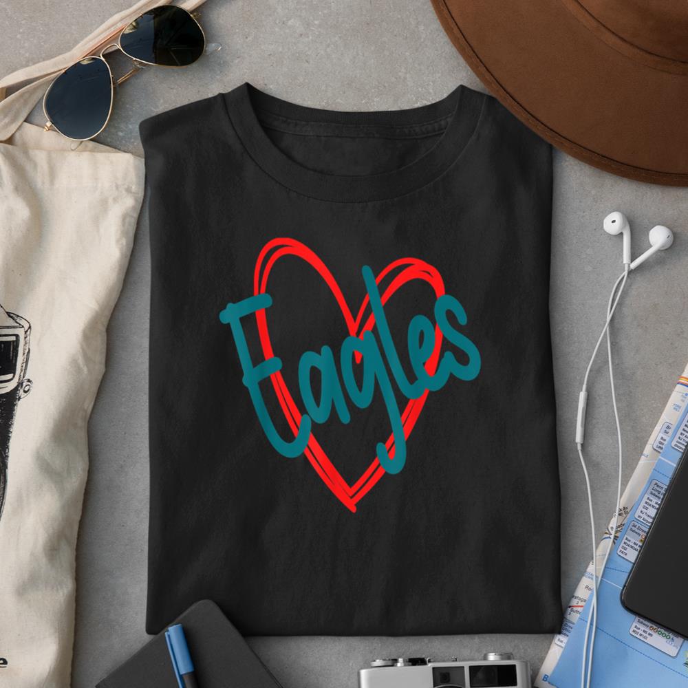 Eagles School Sports Fan Team Spirit Cute Heart Eagles T-Shirt