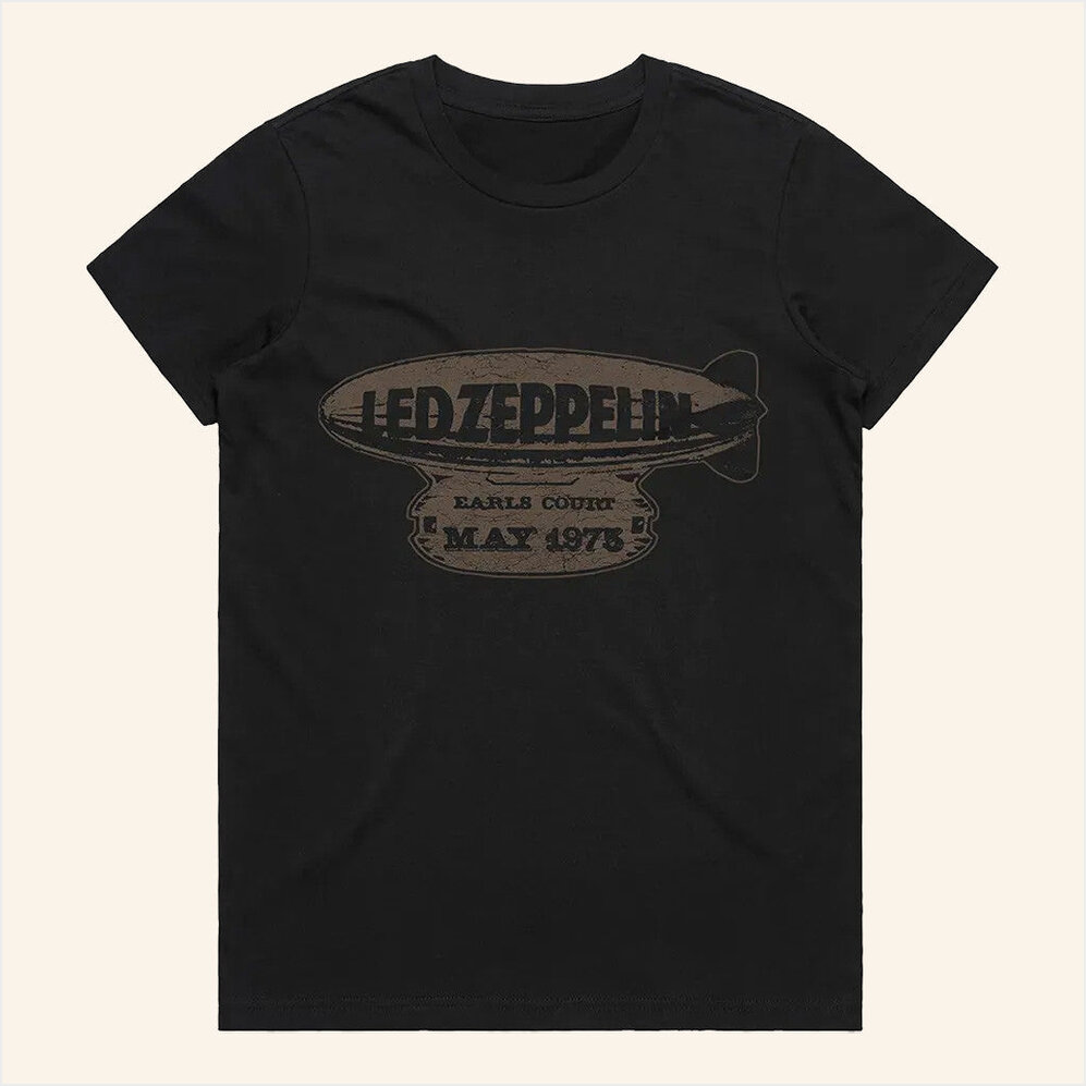 Earl's Court 75 Blimp Black Shirt Led Zeppelin Merch Best Friend Birthday Gifts