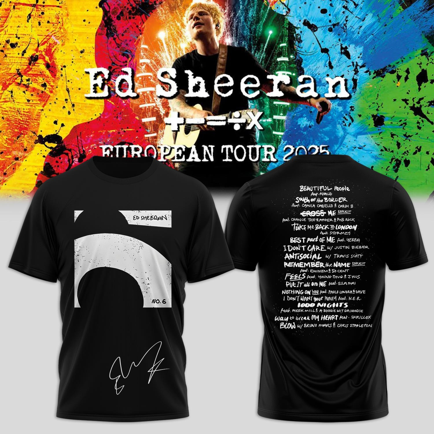 Ed Sheeran Tour Merch Shirt No.6 Collaboration 2025 Best Gift For Men Woman